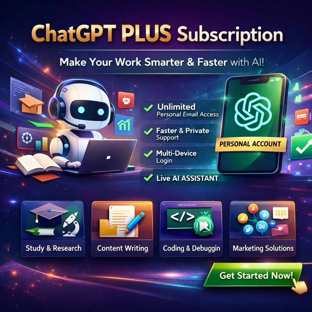ChatGPT Plus Personal Account Subscription – Secure, Private & Unlimited AI Power